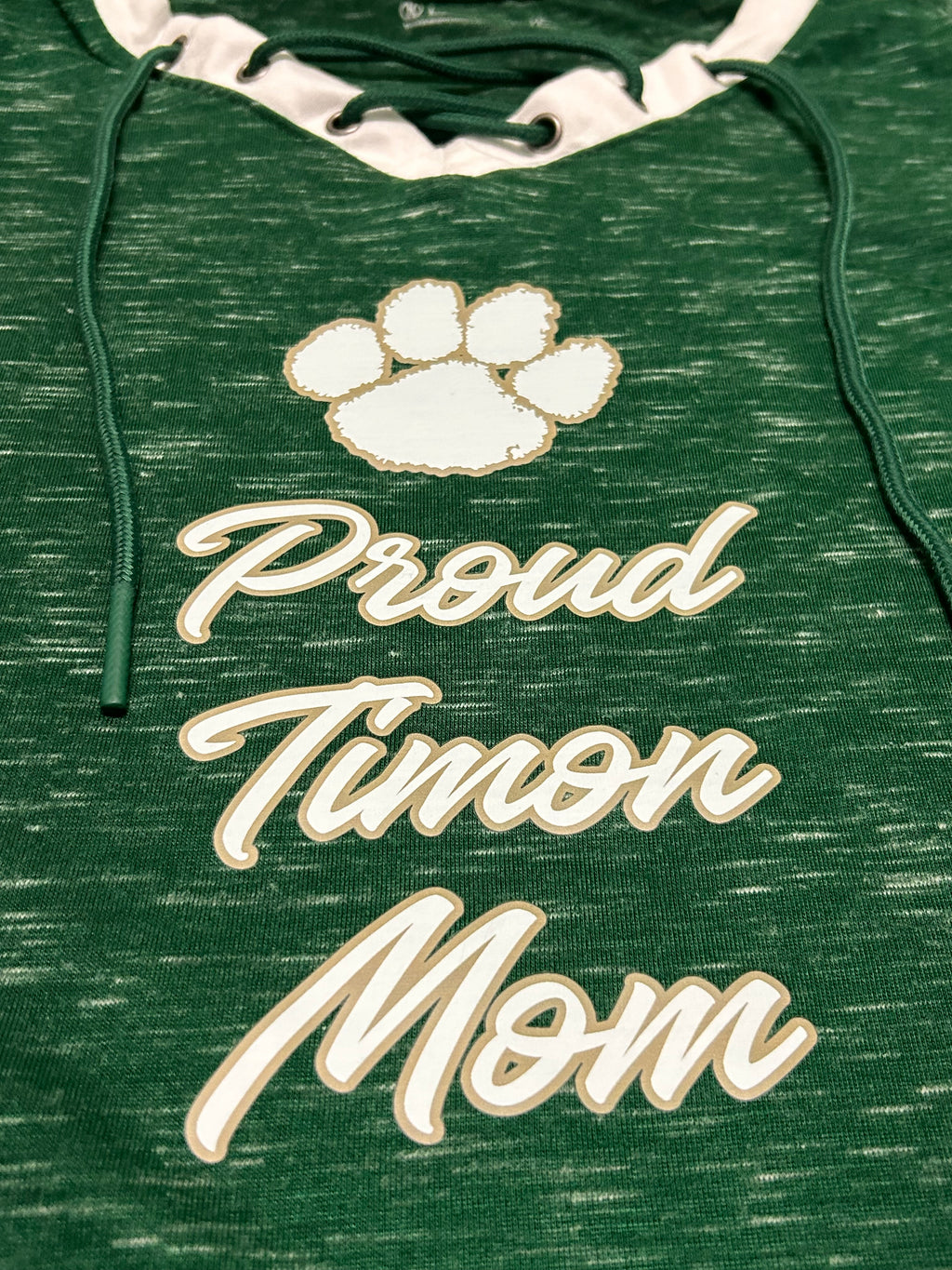 Women's "Proud Timon Mom" Green Lace Long Sleeve Shirt