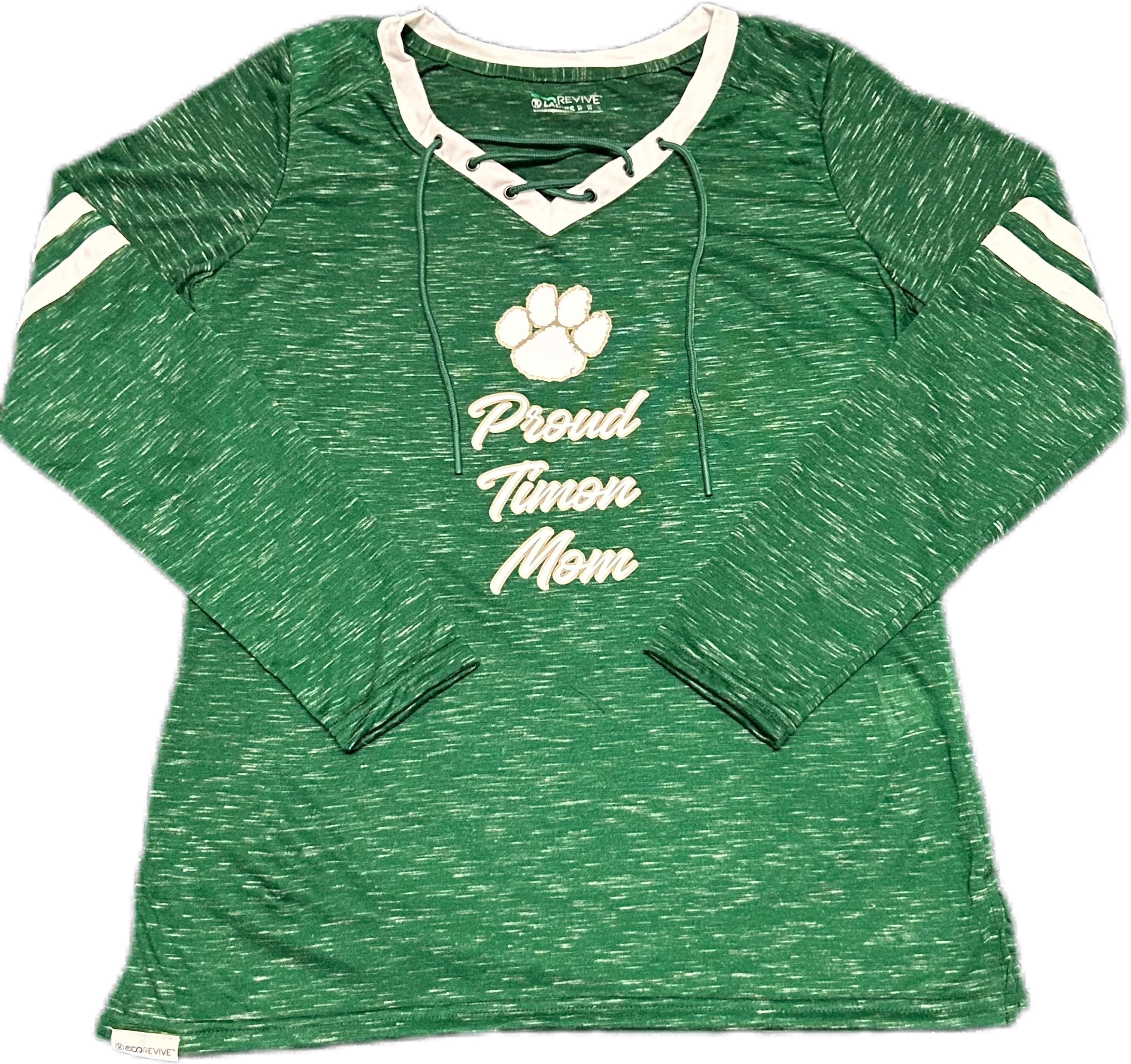 Women's "Proud Timon Mom" Green Lace Long Sleeve Shirt