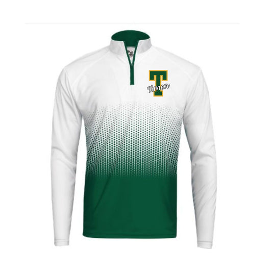 White and Green Fade Throwback Quarterzip