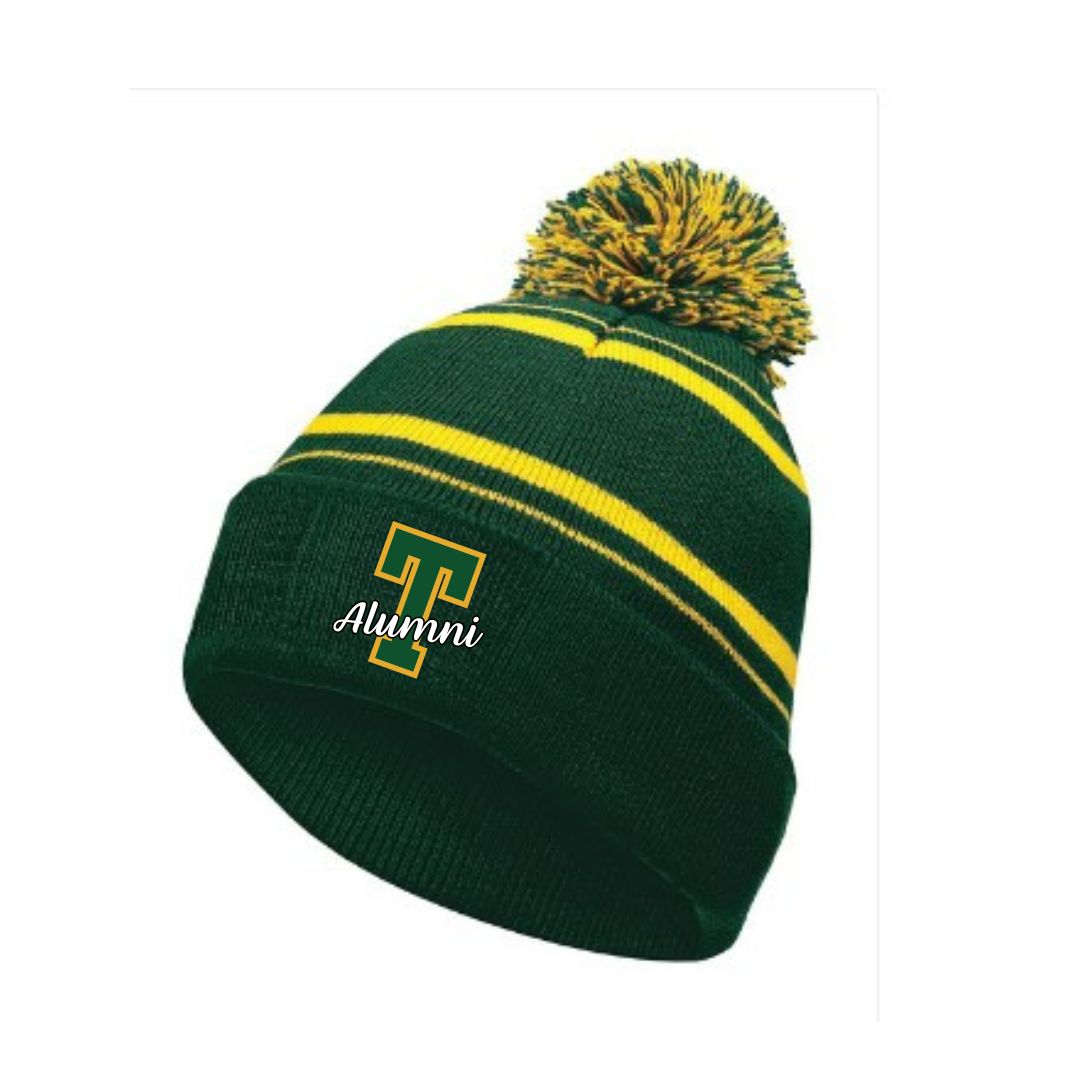 Green and Yellow Throwback Knit Winter Beanie